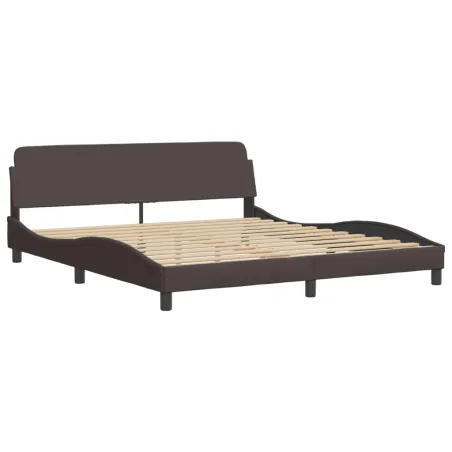 Cadre de lit avec LED sans matelas Hvar marron foncé 180x200cm tissu