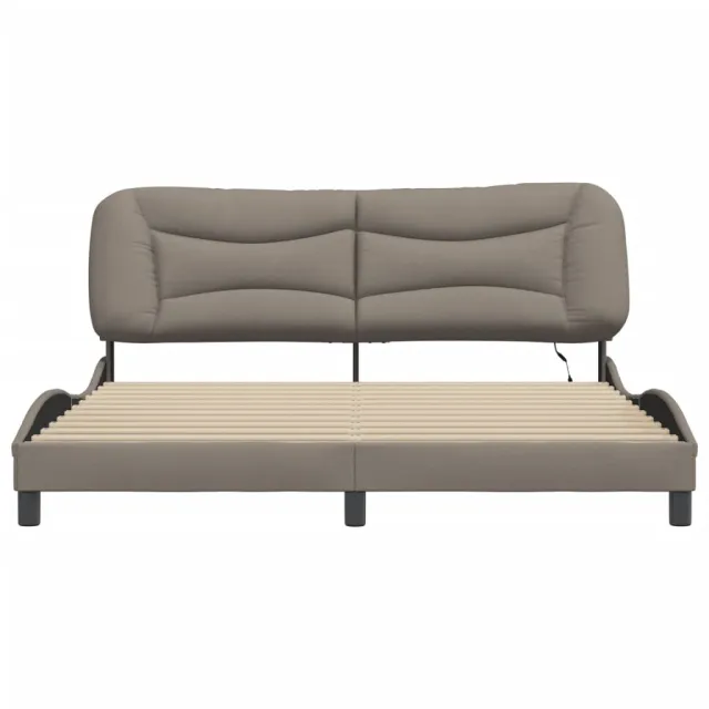 Cadre de lit avec LED sans matelas Hvar taupe 180x200 cm tissu