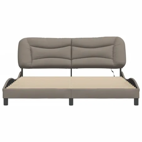 Cadre de lit avec LED sans matelas Hvar taupe 180x200 cm tissu