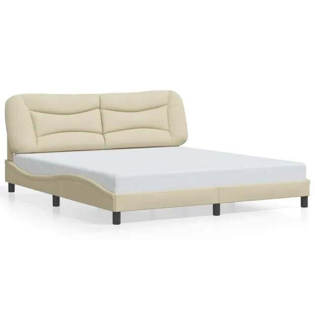 Cadre de lit avec LED sans matelas Hvar crème 180x200 cm tissu