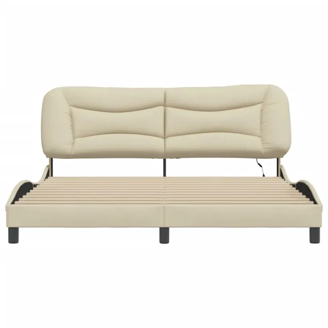 Cadre de lit avec LED sans matelas Hvar crème 180x200 cm tissu