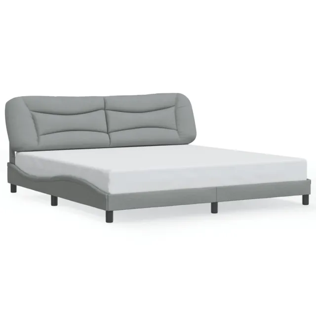 Cadre de lit avec LED sans matelas Hvar gris clair 200x200 cm tissu