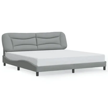 Cadre de lit avec LED sans matelas Hvar gris clair 200x200 cm tissu