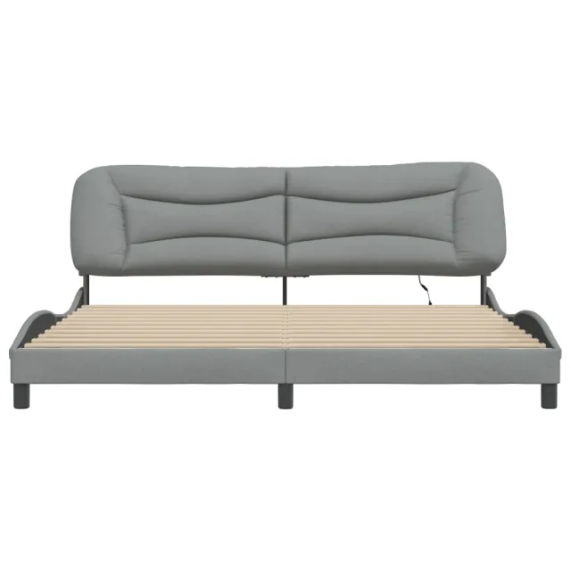 Cadre de lit avec LED sans matelas Hvar gris clair 200x200 cm tissu