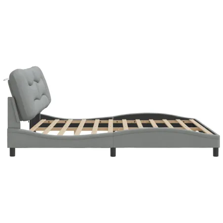 Cadre de lit avec LED sans matelas Hvar gris clair 200x200 cm tissu
