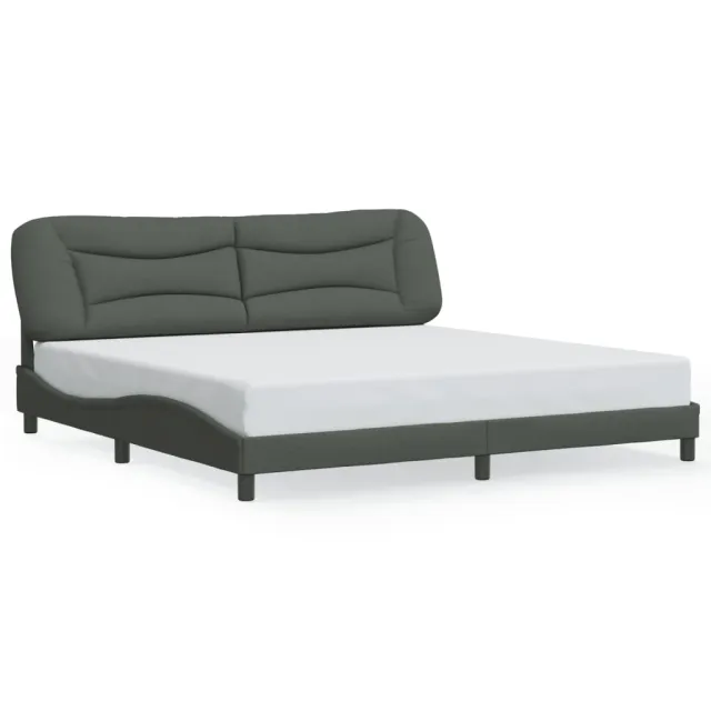 Cadre de lit avec LED sans matelas Hvar gris foncé 200x200 cm tissu