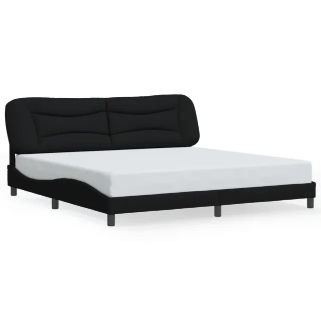 Cadre de lit avec LED sans matelas Hvar noir 200x200 cm tissu