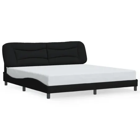 Cadre de lit avec LED sans matelas Hvar noir 200x200 cm tissu