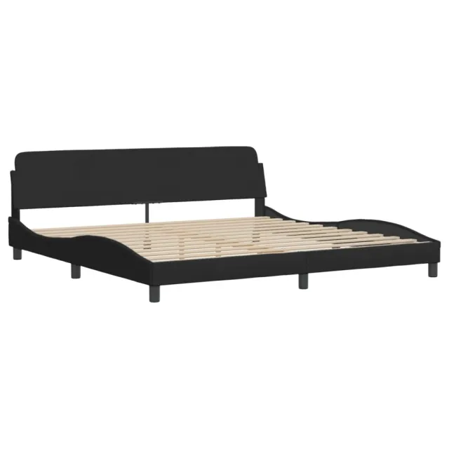 Cadre de lit avec LED sans matelas Hvar noir 200x200 cm tissu