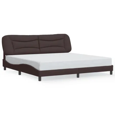 Cadre de lit avec LED sans matelas Hvar marron foncé 200x200cm tissu
