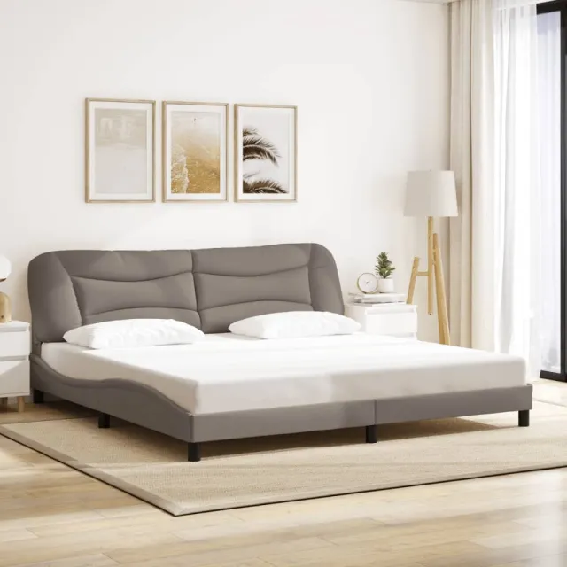Cadre de lit avec LED sans matelas Hvar taupe 200x200 cm tissu
