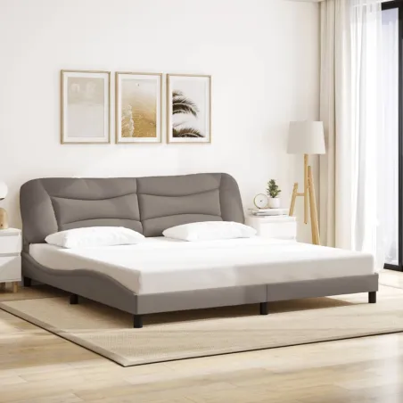 Cadre de lit avec LED sans matelas Hvar taupe 200x200 cm tissu