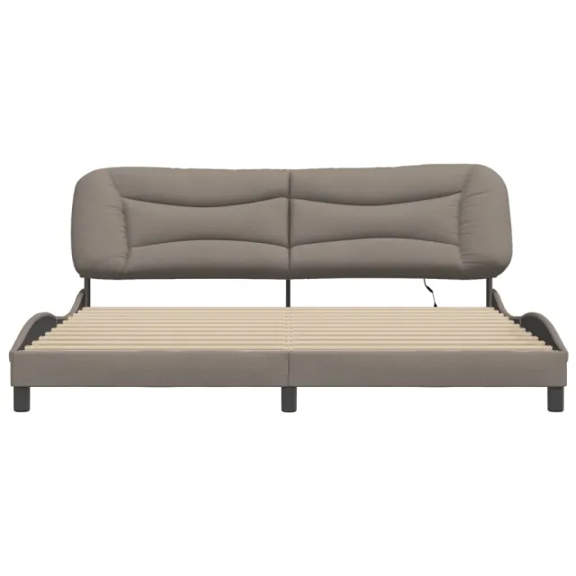 Cadre de lit avec LED sans matelas Hvar taupe 200x200 cm tissu