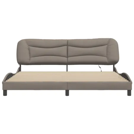 Cadre de lit avec LED sans matelas Hvar taupe 200x200 cm tissu