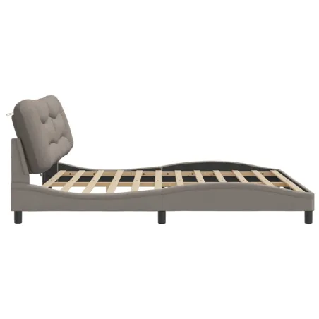 Cadre de lit avec LED sans matelas Hvar taupe 200x200 cm tissu