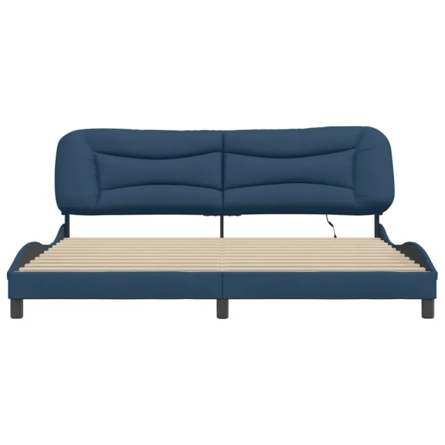 Cadre de lit avec LED sans matelas Hvar bleu 200x200 cm tissu