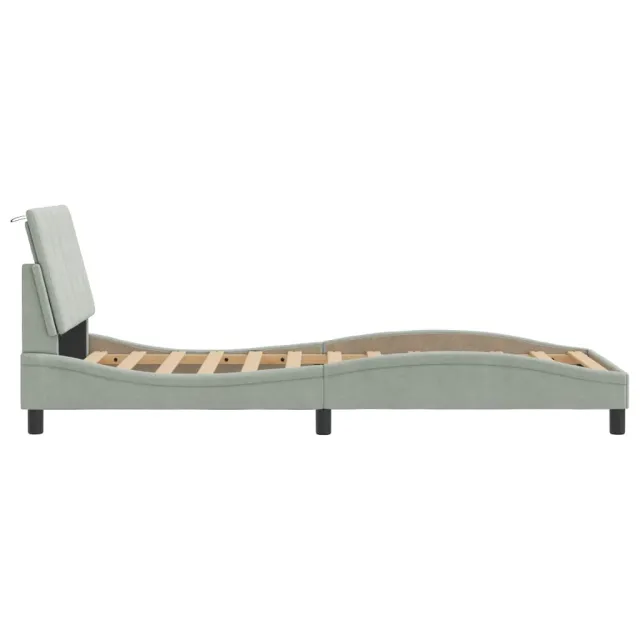 Cadre de lit avec LED sans matelas Hanko gris clair 80x200 cm velours