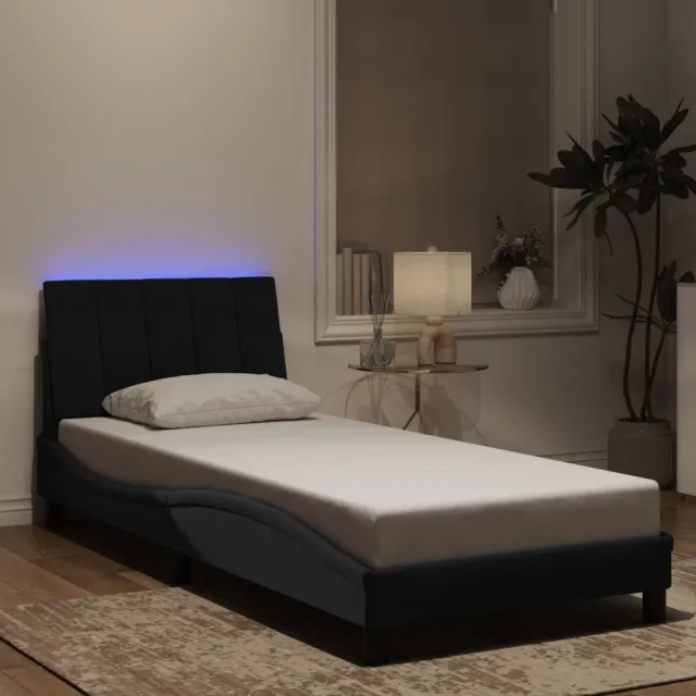 Cadre de lit avec LED sans matelas Hanko noir 80x200 cm velours