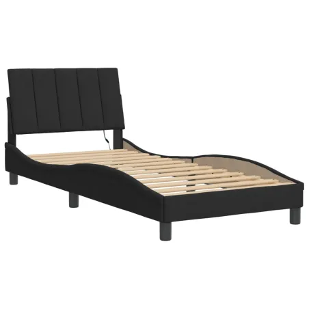 Cadre de lit avec LED sans matelas Hanko noir 80x200 cm velours