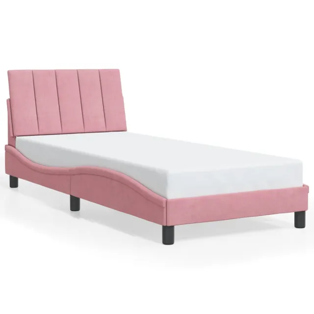 Cadre de lit avec LED sans matelas Hanko rose 80x200 cm velours