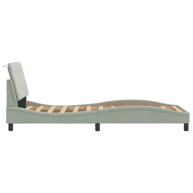 Cadre de lit avec LED sans matelas Hanko gris clair 90x190 cm velours