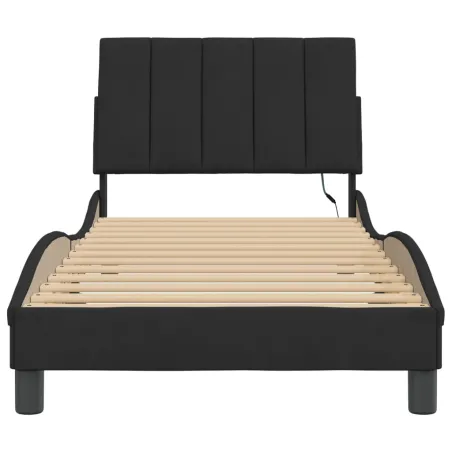 Cadre de lit avec LED sans matelas Hanko noir 90x190 cm velours
