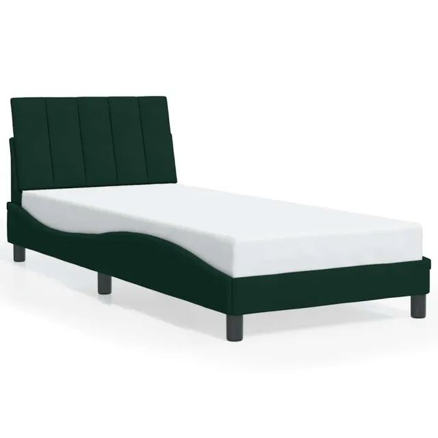 Cadre de lit avec LED sans matelas Hanko vert foncé 90x190 cm velours