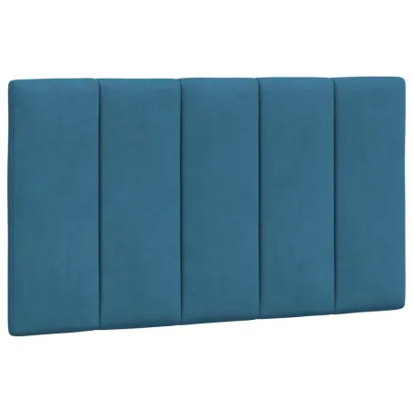 Cadre de lit avec LED sans matelas Hanko bleu 90x190 cm velours