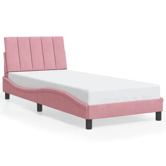 Cadre de lit avec LED sans matelas Hanko rose 90x190 cm velours