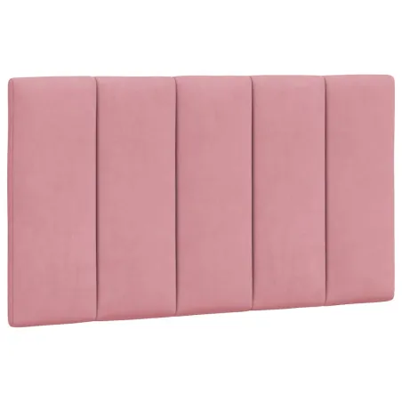 Cadre de lit avec LED sans matelas Hanko rose 90x190 cm velours