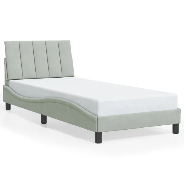 Cadre de lit avec LED sans matelas Hanko gris clair 90x200 cm velours