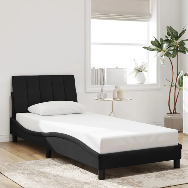 Cadre de lit avec LED sans matelas Hanko noir 90x200 cm velours