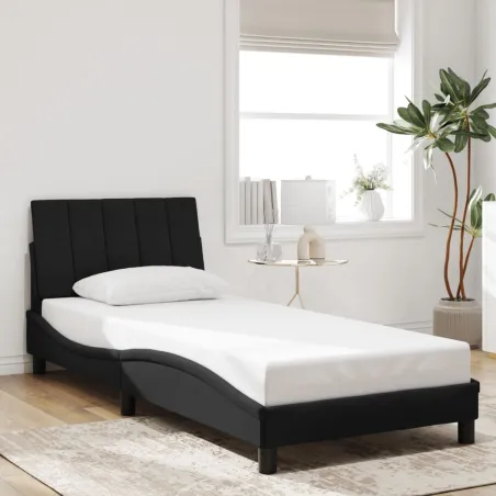 Cadre de lit avec LED sans matelas Hanko noir 90x200 cm velours