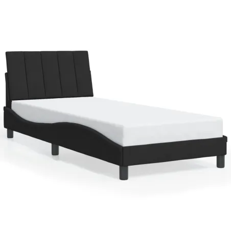 Cadre de lit avec LED sans matelas Hanko noir 90x200 cm velours