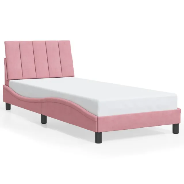 Cadre de lit avec LED sans matelas Hanko rose 90x200 cm velours
