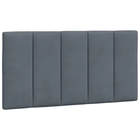 Cadre de lit avec LED sans matelas Hanko gris foncé 100x200cm velours