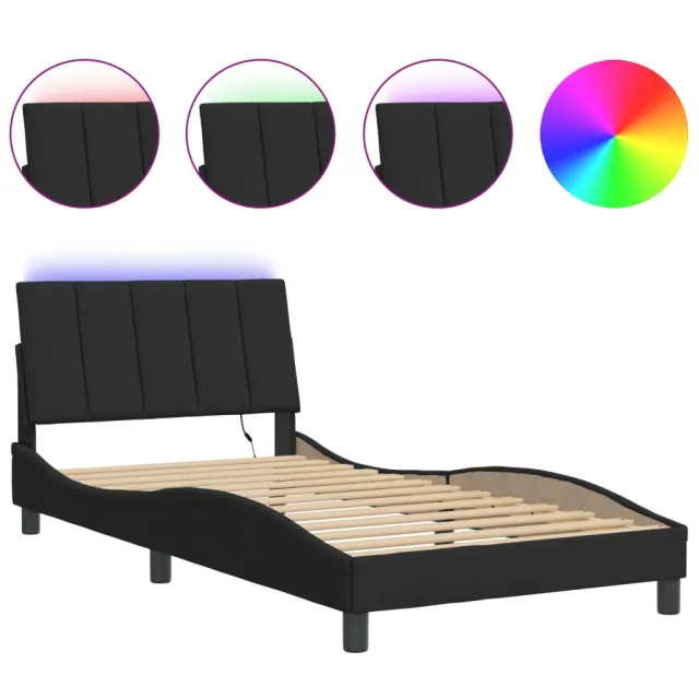 Cadre de lit avec LED sans matelas Hanko noir 100x200 cm velours