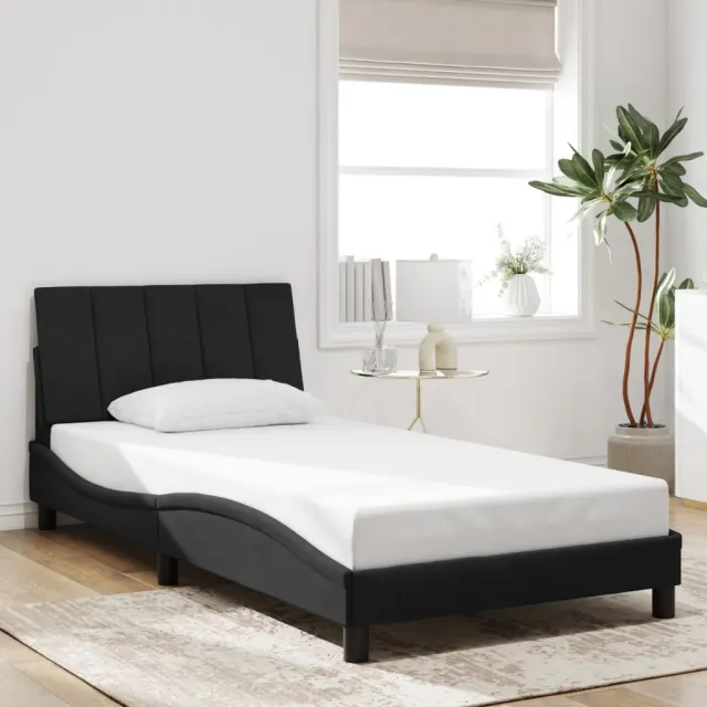 Cadre de lit avec LED sans matelas Hanko noir 100x200 cm velours