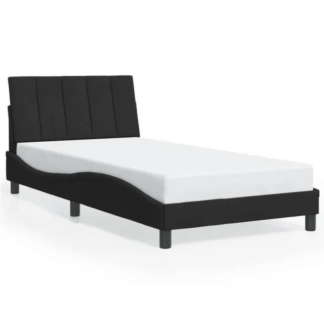 Cadre de lit avec LED sans matelas Hanko noir 100x200 cm velours