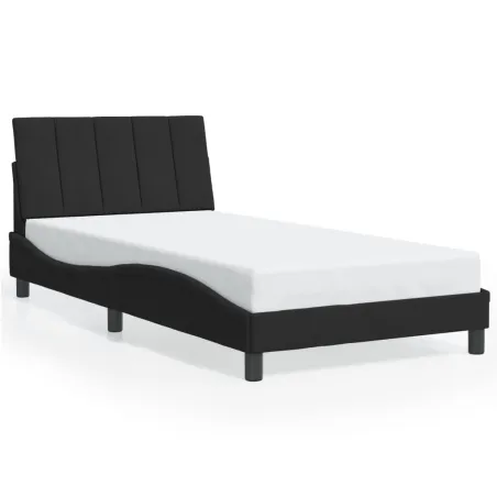 Cadre de lit avec LED sans matelas Hanko noir 100x200 cm velours