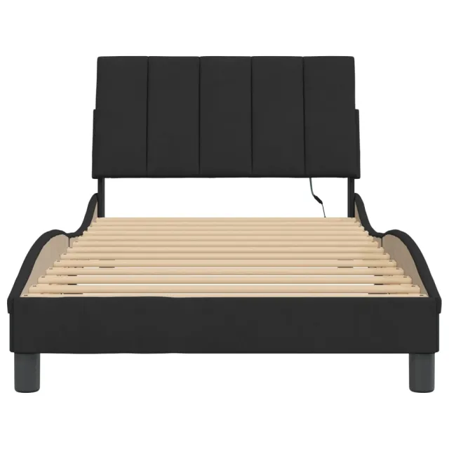 Cadre de lit avec LED sans matelas Hanko noir 100x200 cm velours