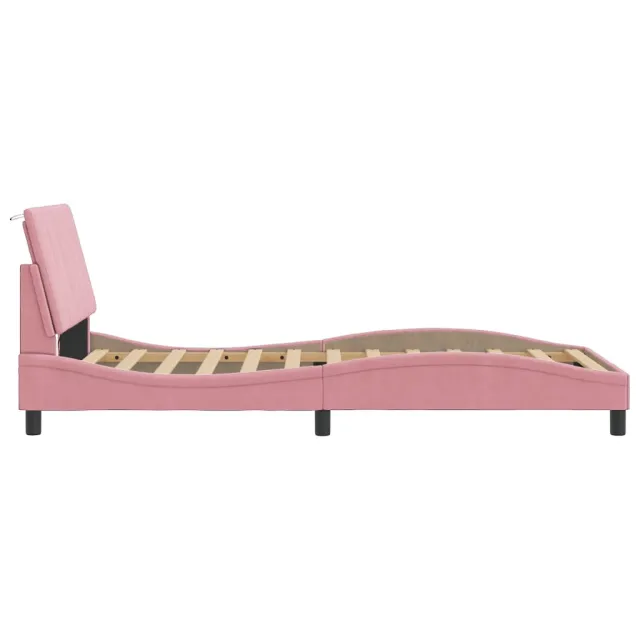 Cadre de lit avec LED sans matelas Hanko rose 100x200 cm velours