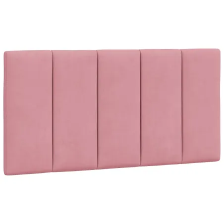 Cadre de lit avec LED sans matelas Hanko rose 100x200 cm velours