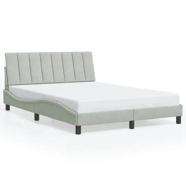Cadre de lit avec LED sans matelas Hanko gris clair 120x200cm velours