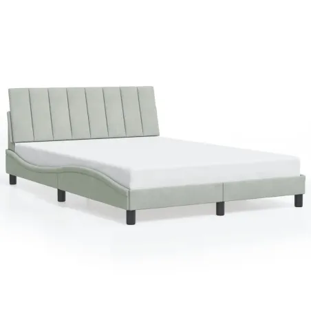Cadre de lit avec LED sans matelas Hanko gris clair 120x200cm velours