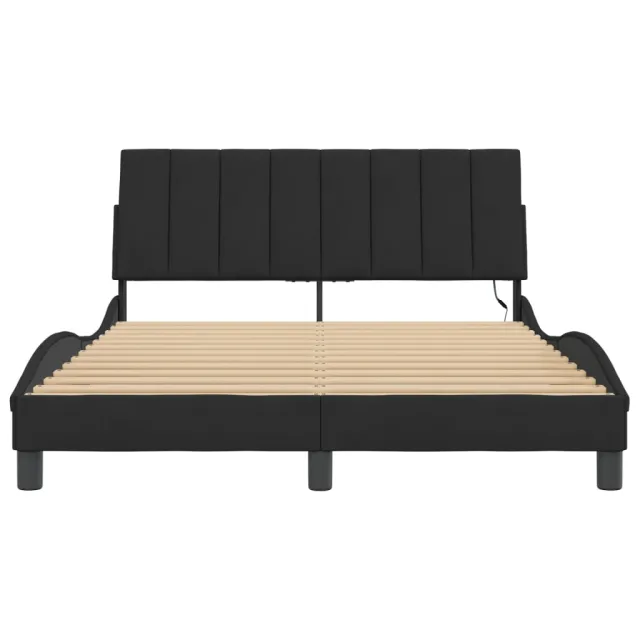 Cadre de lit avec LED sans matelas Hanko noir 120x200 cm velours