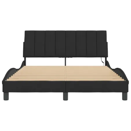 Cadre de lit avec LED sans matelas Hanko noir 120x200 cm velours