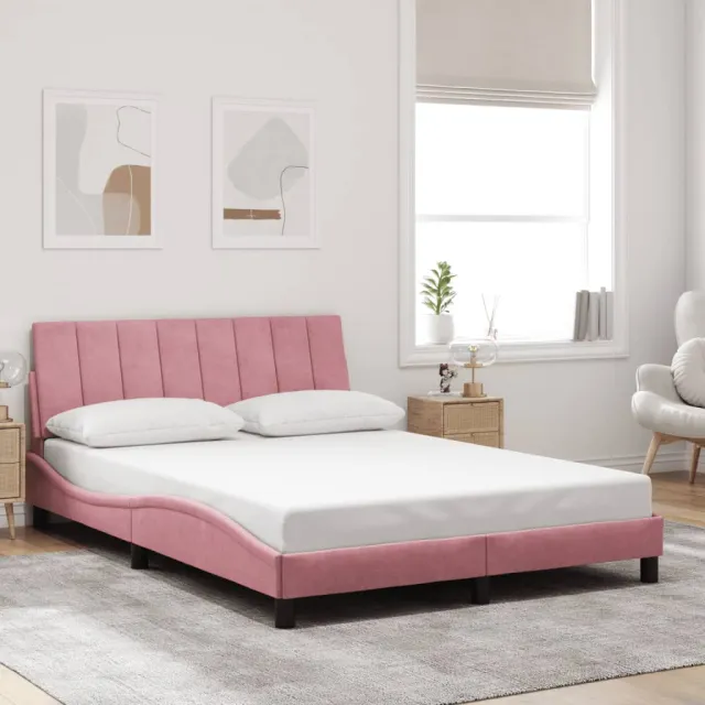 Cadre de lit avec LED sans matelas Hanko rose 120x200 cm velours