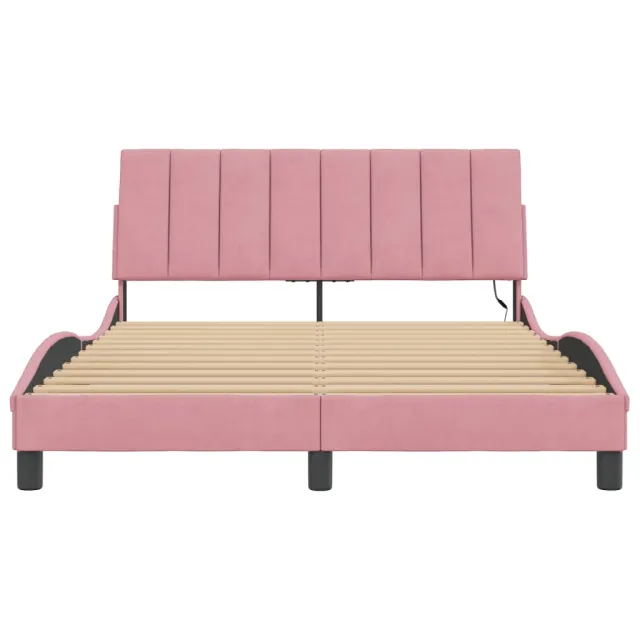 Cadre de lit avec LED sans matelas Hanko rose 120x200 cm velours
