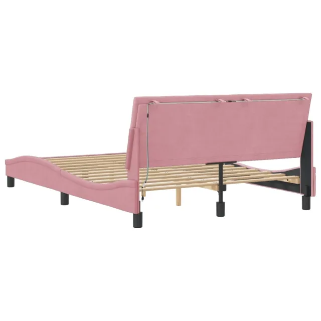 Cadre de lit avec LED sans matelas Hanko rose 120x200 cm velours